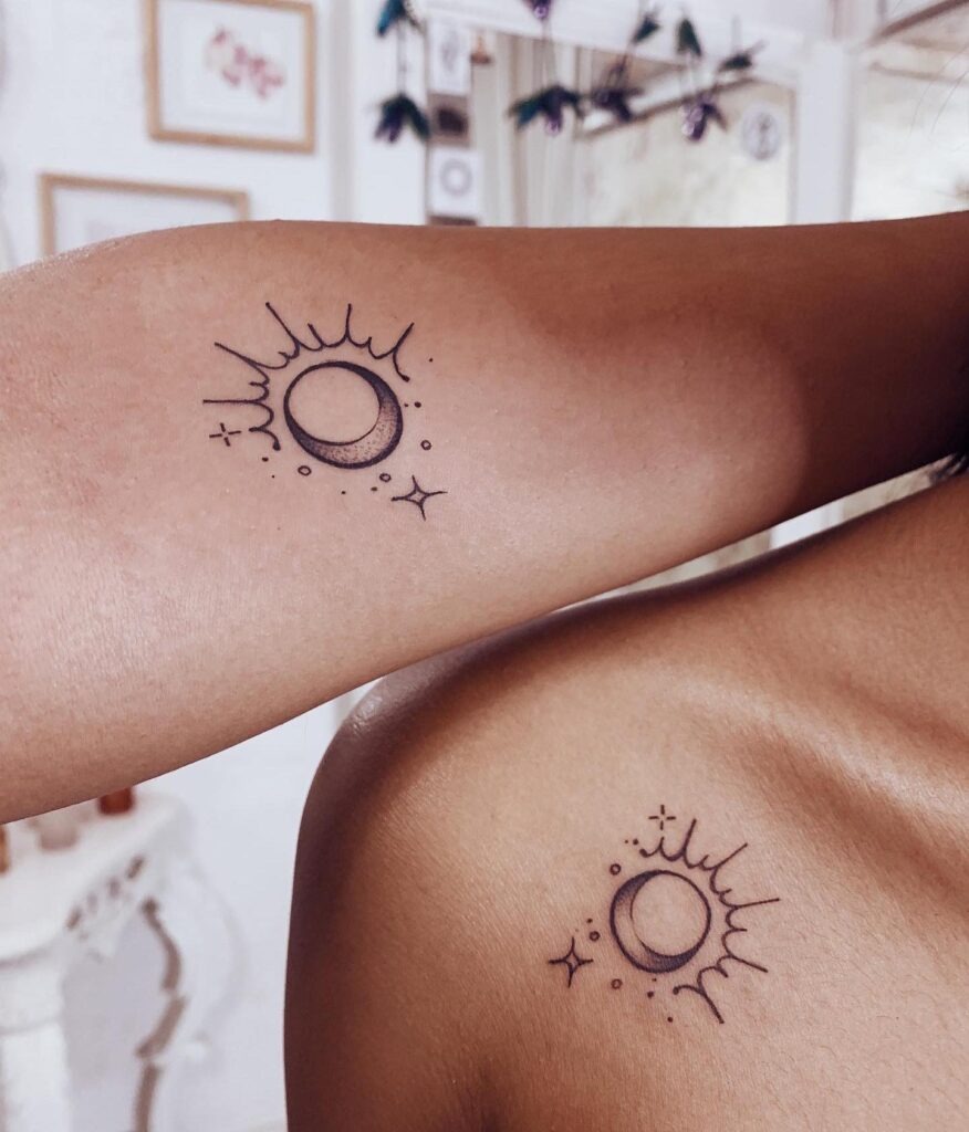 Sun, Star, & Moon Aligned Tattoo Design