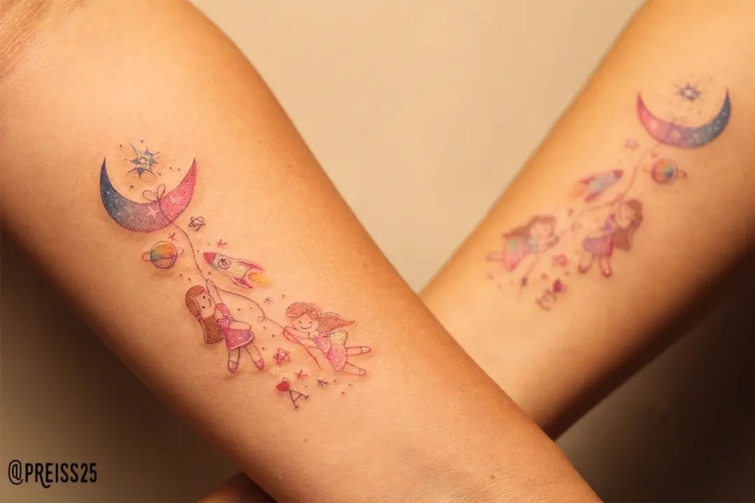 Sweet and Sassy Sisters Tattoo Design