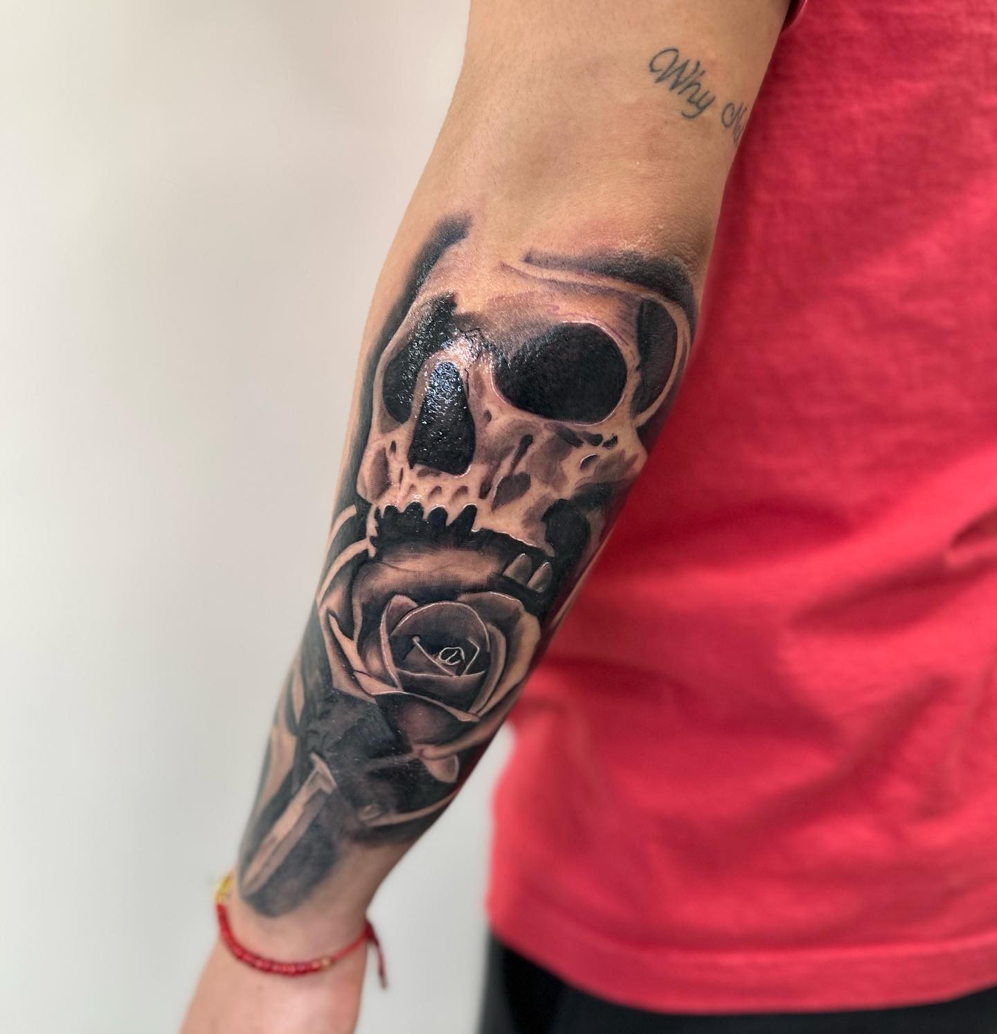 Black Rose and Skull Forearm Tattoo Tattoo Design
