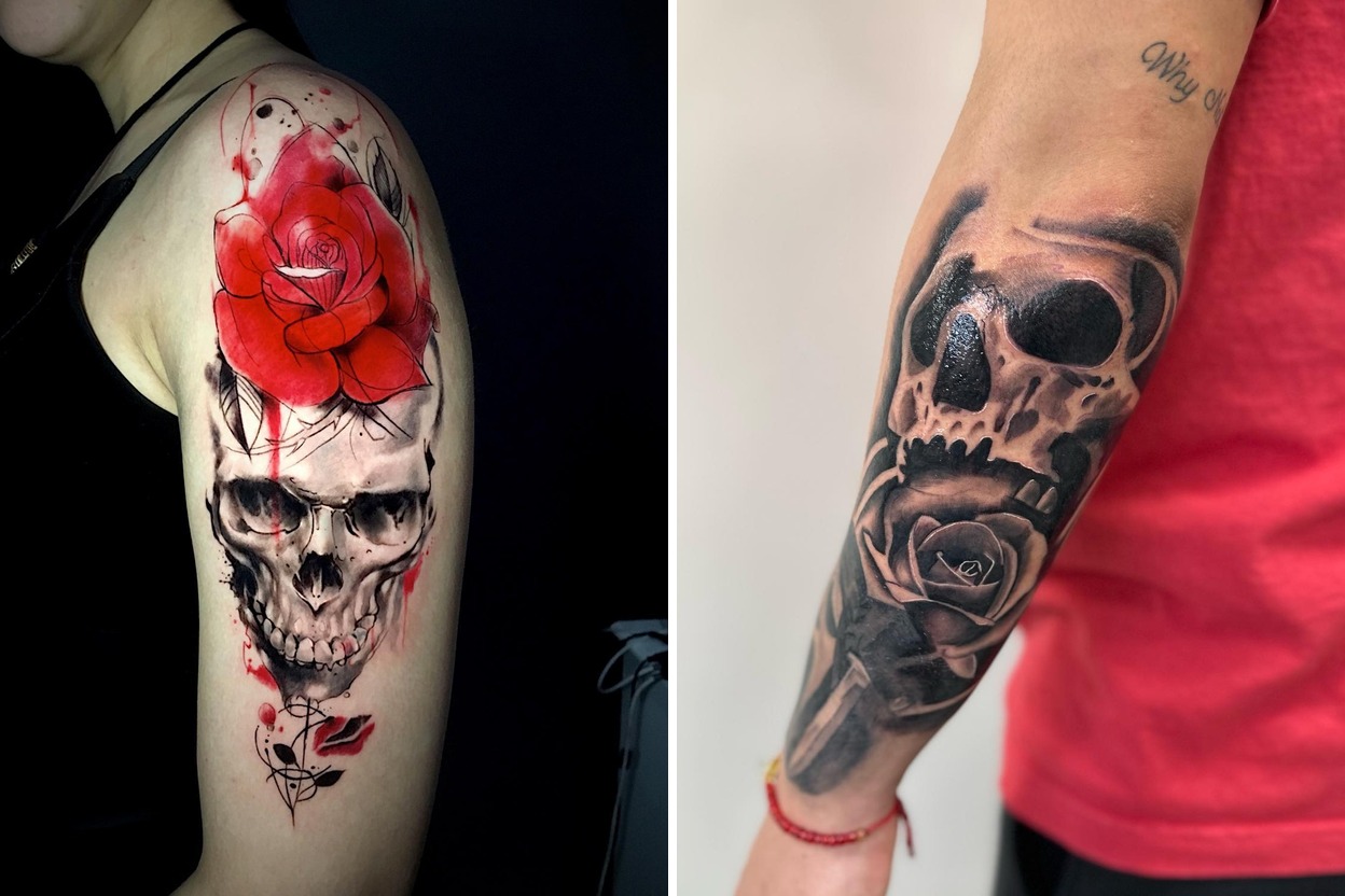 16+ Skull Rose Tattoo Ideas With Clean Modern Artistry Featured Lookbook Collage