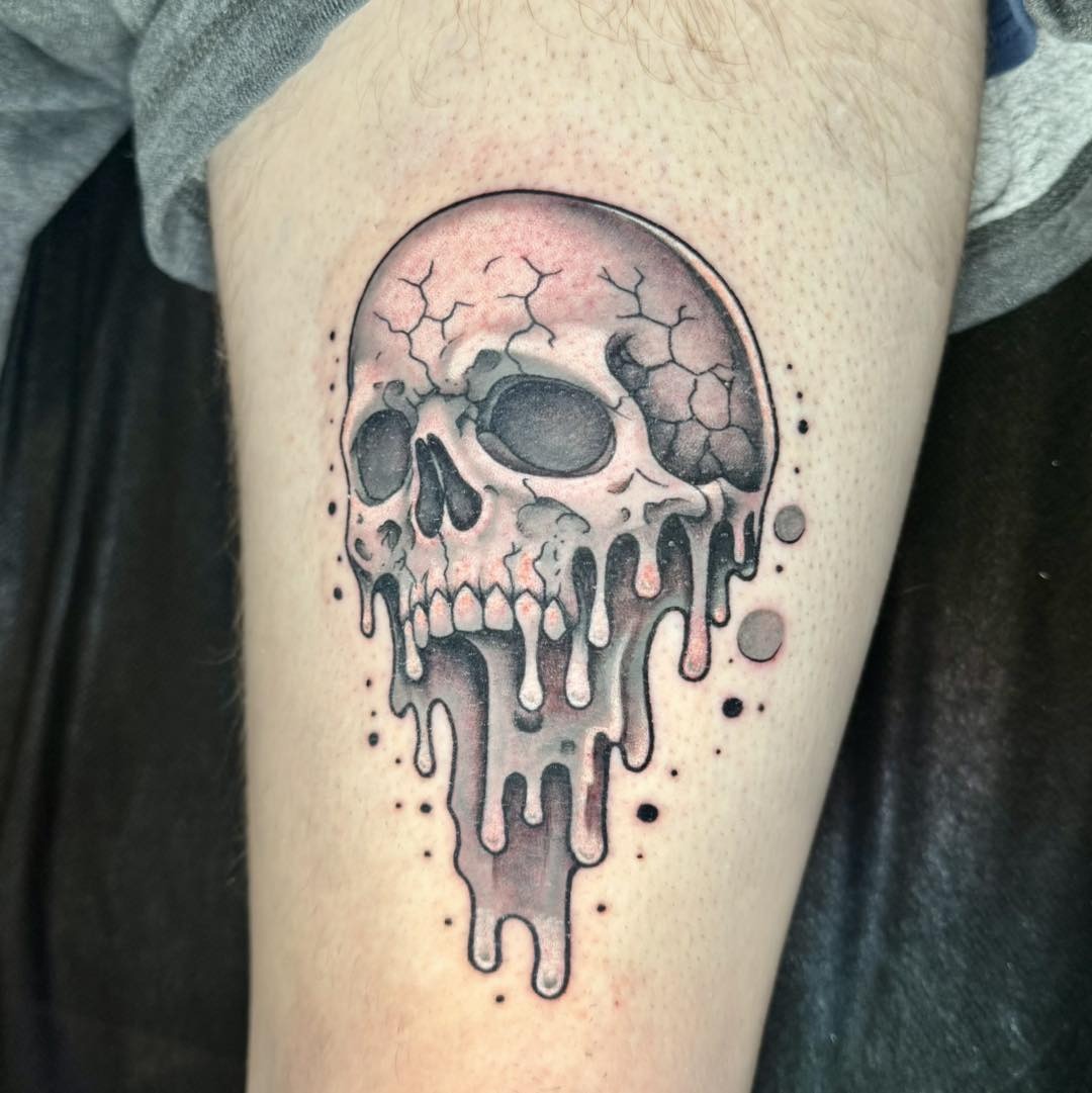 Split Gold and Silver Skull Tattoo Tattoo Design