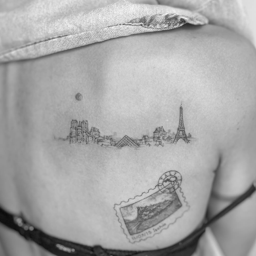 Elegant skyline tattoo celebrating iconic architecture Tattoo Design