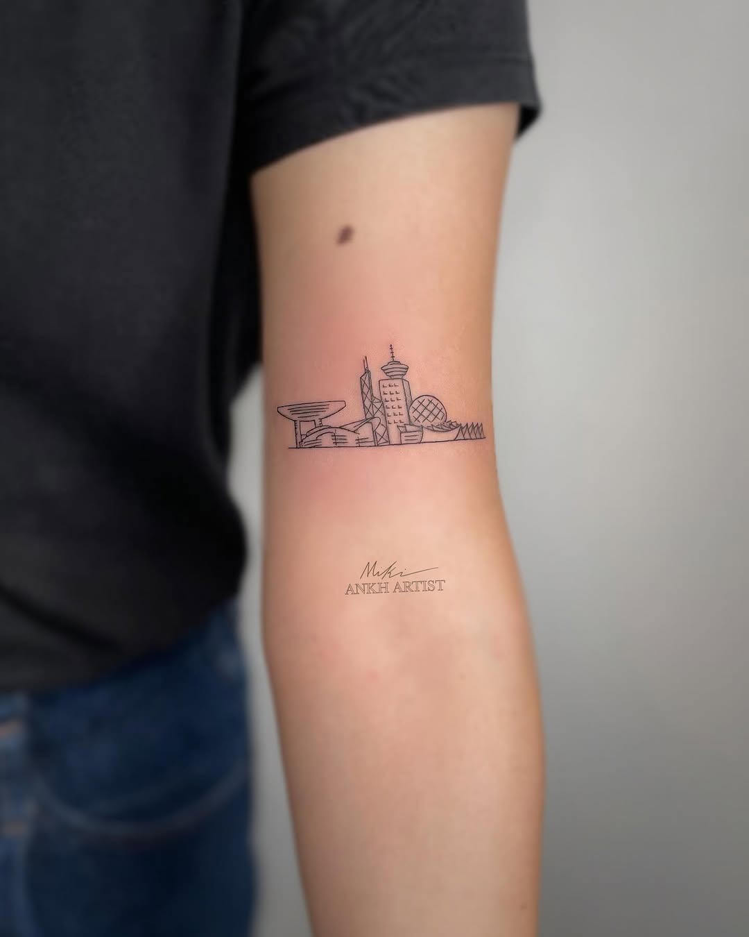 Minimalist skyline tattoo on the forearm Tattoo Design