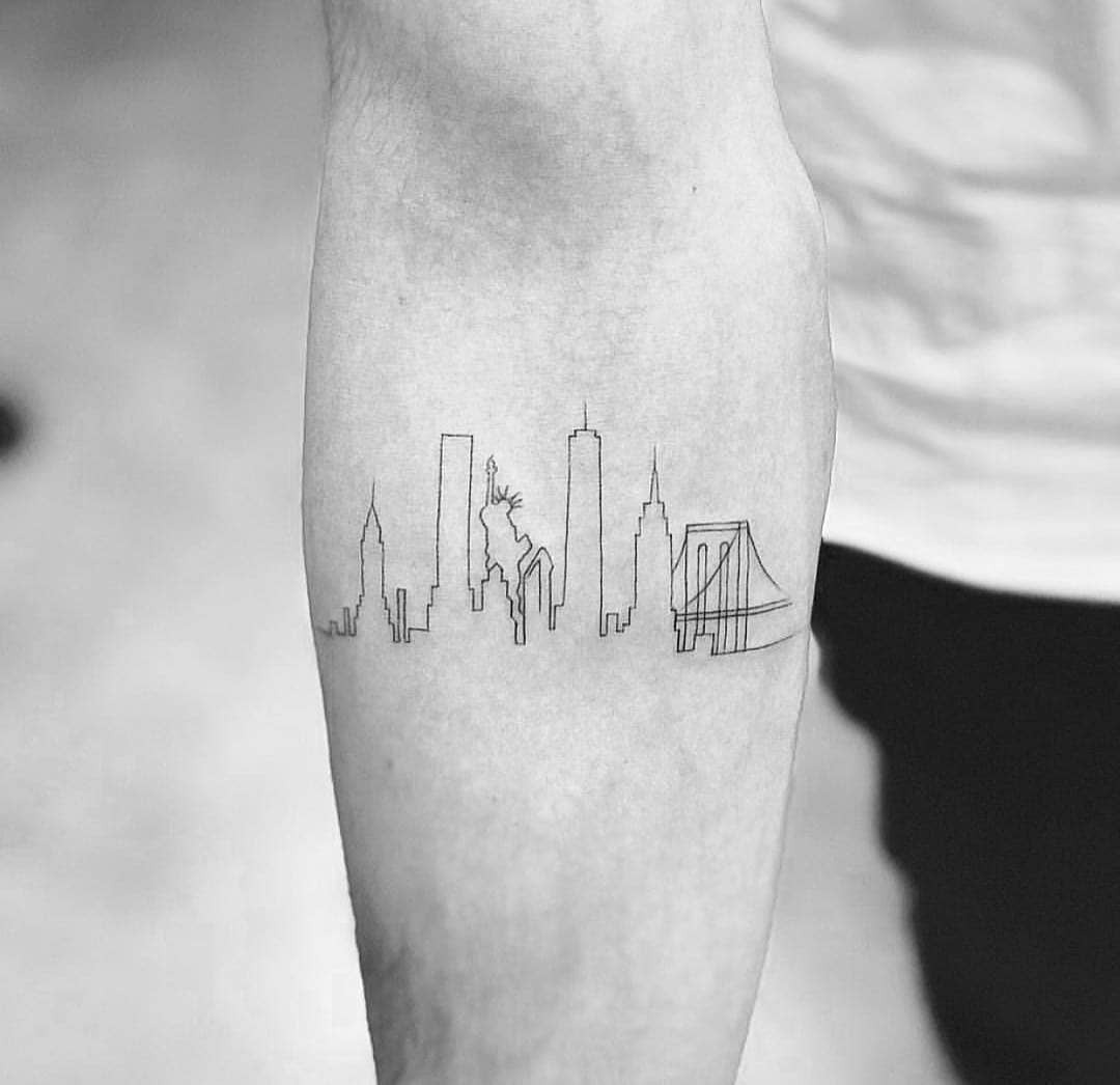 Stylish minimalist skyline tattoo for urban lovers Tattoo Design