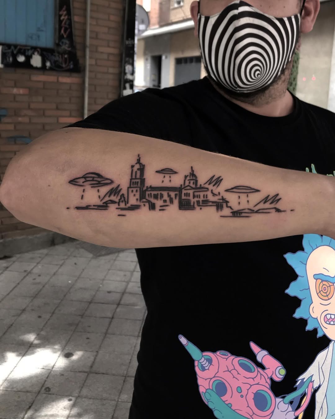 Unique urban skyline tattoo on forearm Tattoo Design