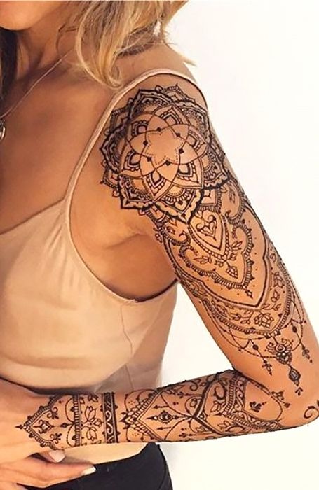 Delicate Linework Beaded Lacy Sleeve Tattoo Tattoo Design
