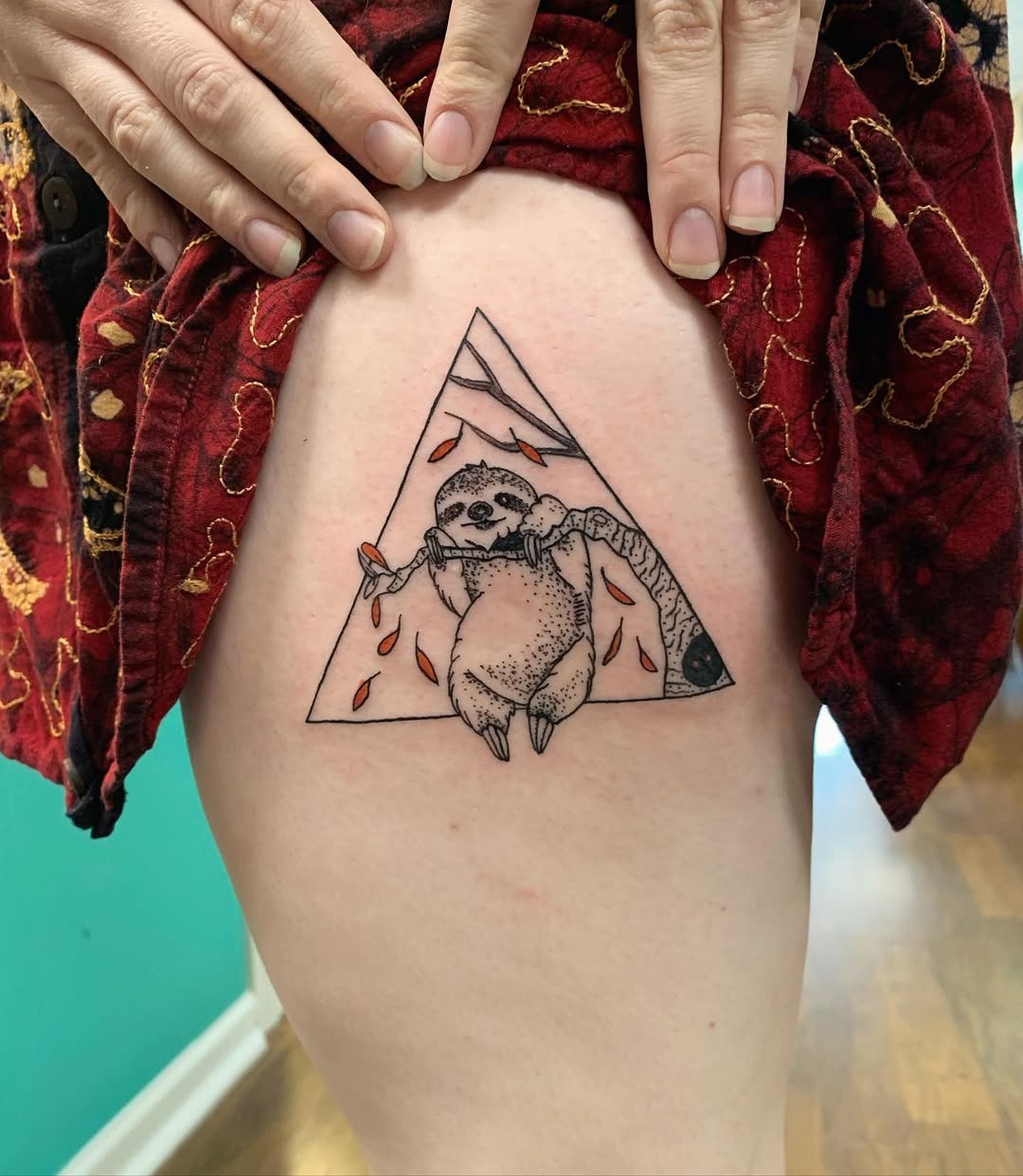 Charming sloth tattoo in geometric design Tattoo Design