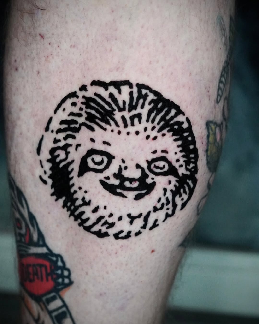 Cute sloth tattoo bursting with charm Tattoo Design