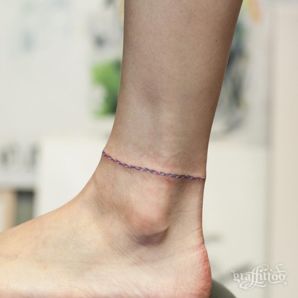 Colorful Thread Anklet Tattoo Tattoo Design