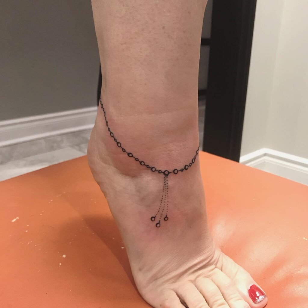 Dainty Beaded Chain Ankle Tattoo Tattoo Design