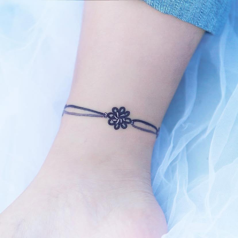 Delicate Floral Anklet Tattoo Tattoo Design