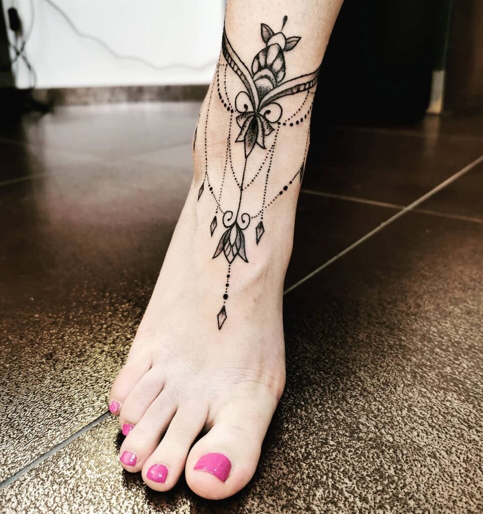 Elegant Chandelier Anklet Tattoo Tattoo Design