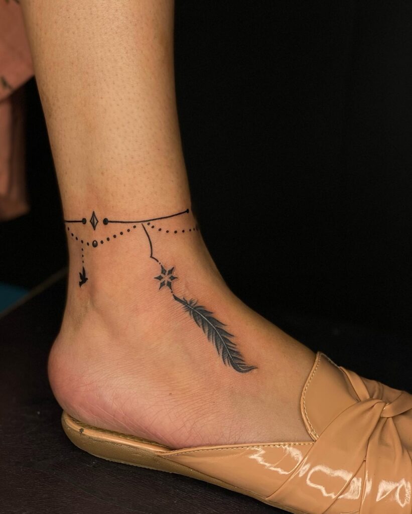 Geometric Feather Anklet Tattoo Tattoo Design