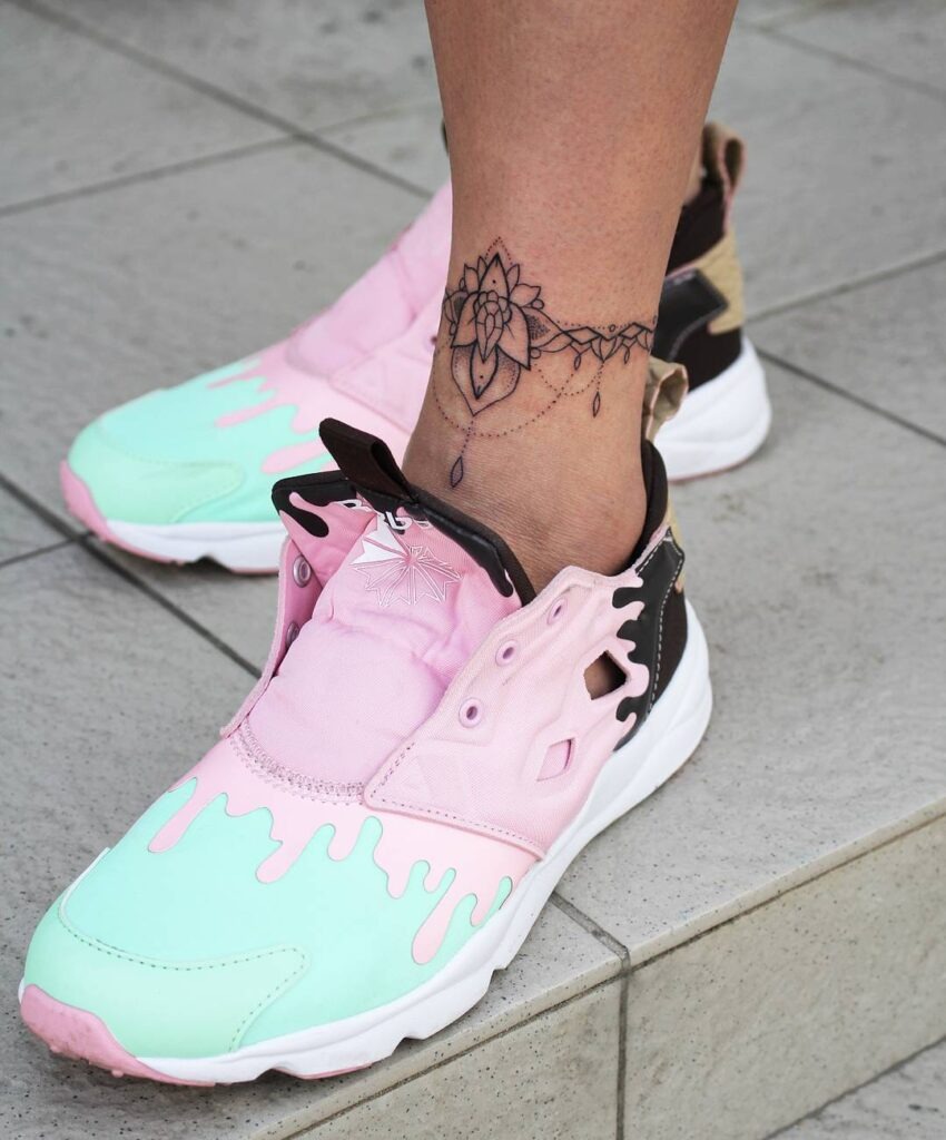 Lotus-Inspired Mandala Anklet Tattoo Tattoo Design