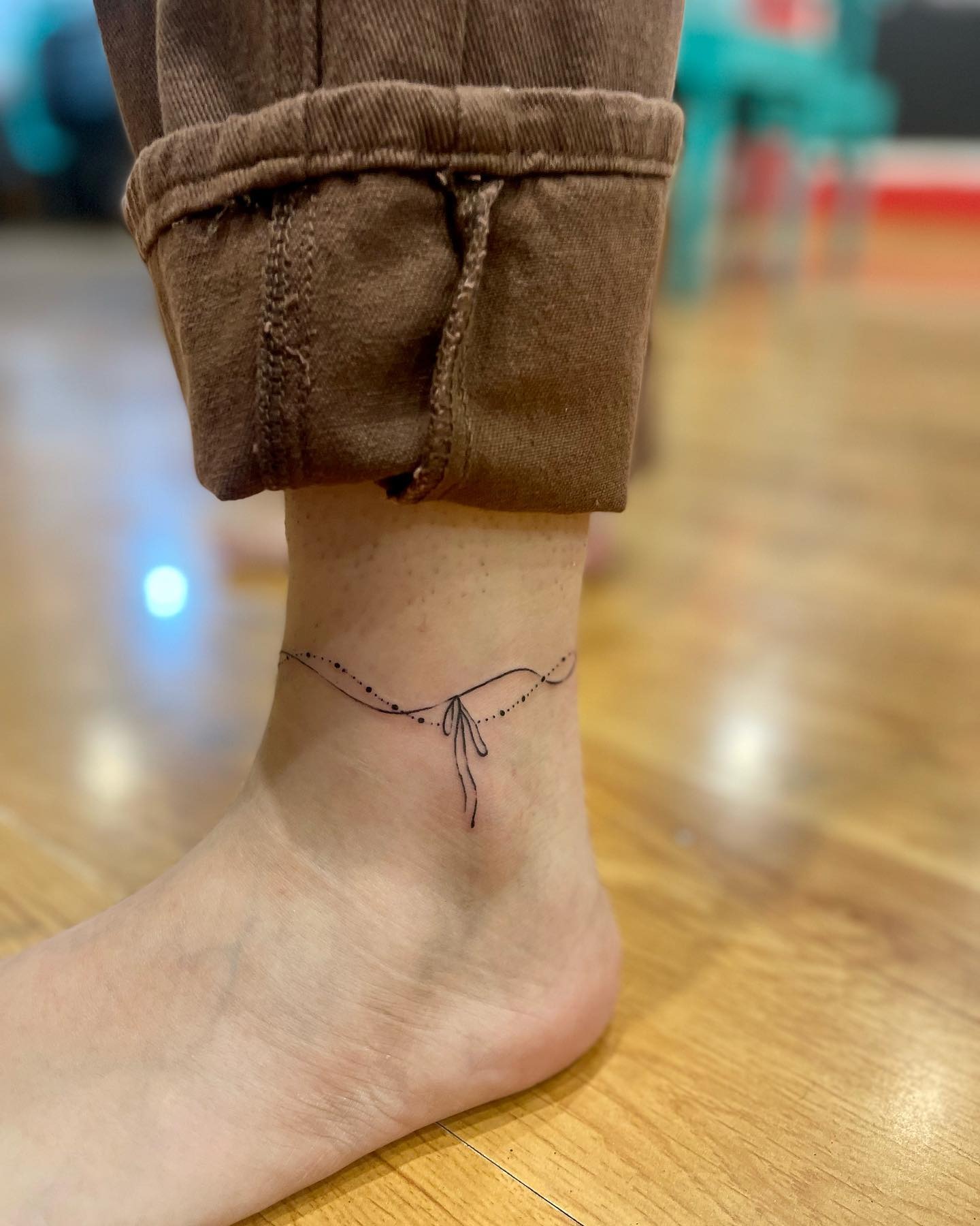 Minimalist Bow Anklet Tattoo Tattoo Design