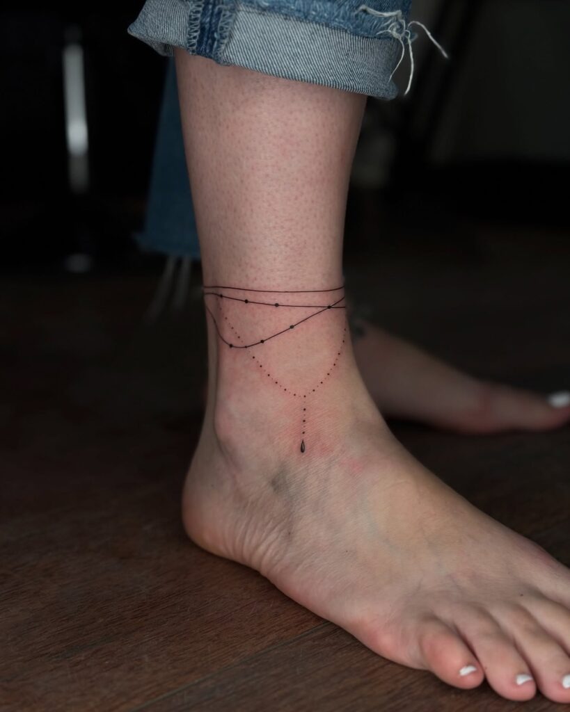 Minimalist Dotwork Anklet Tattoo Tattoo Design