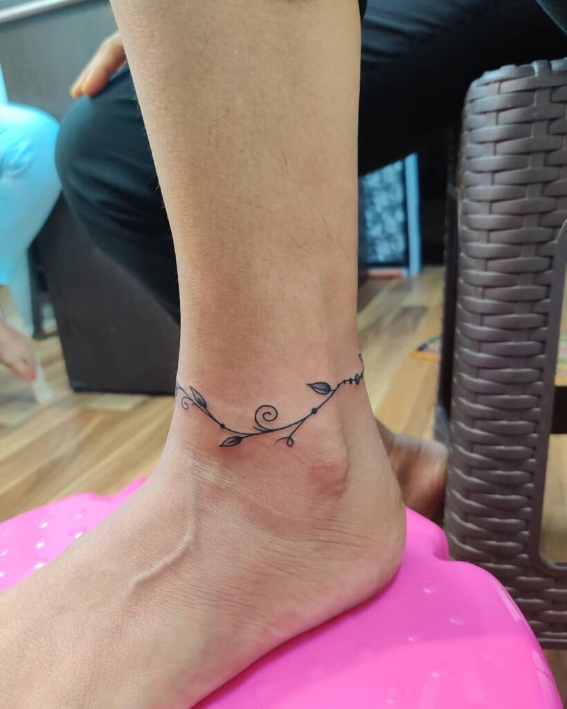 Minimalist Vine Ankle Bracelet Tattoo Tattoo Design