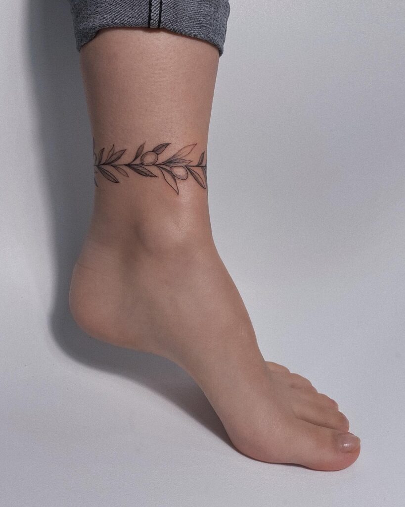 Olive Branch Ankle Bracelet Tattoo Tattoo Design