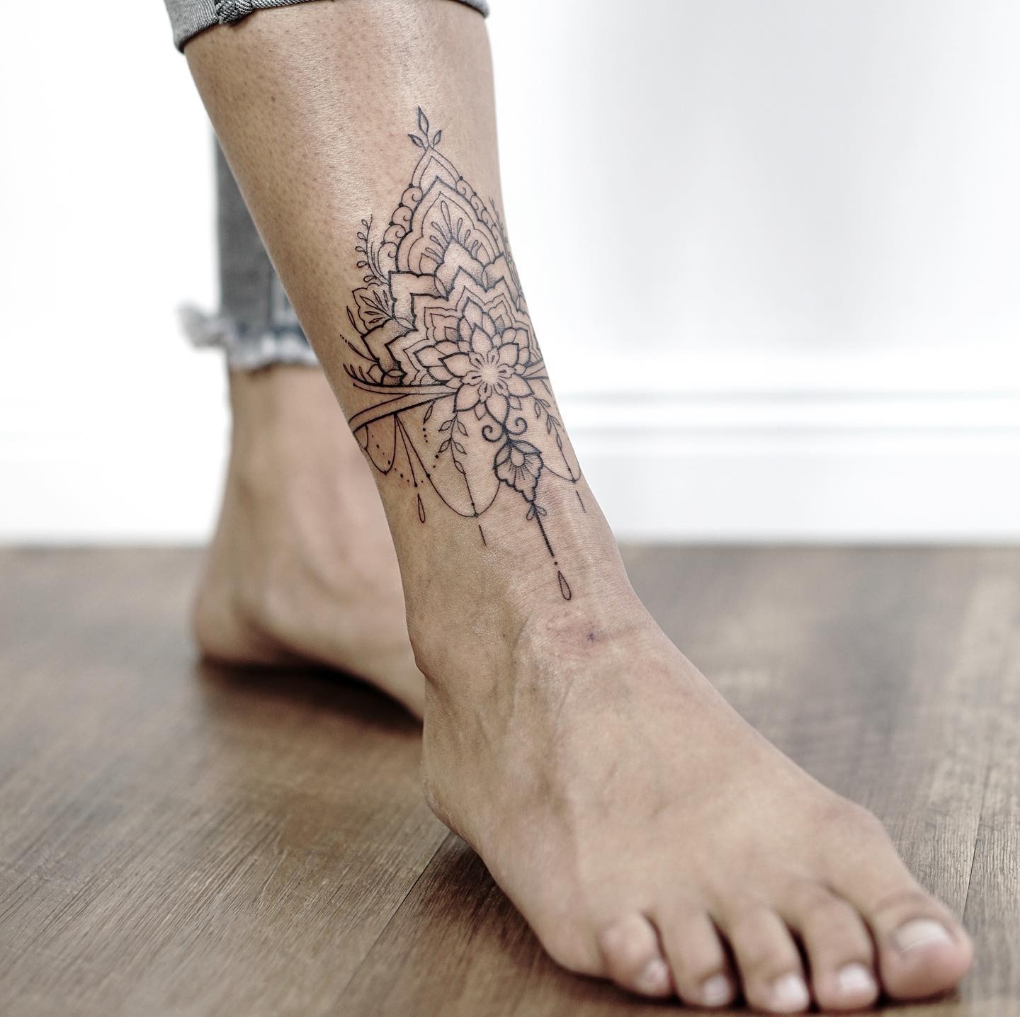 Ornamental Mandala Ankle Bracelet Tattoo Tattoo Design
