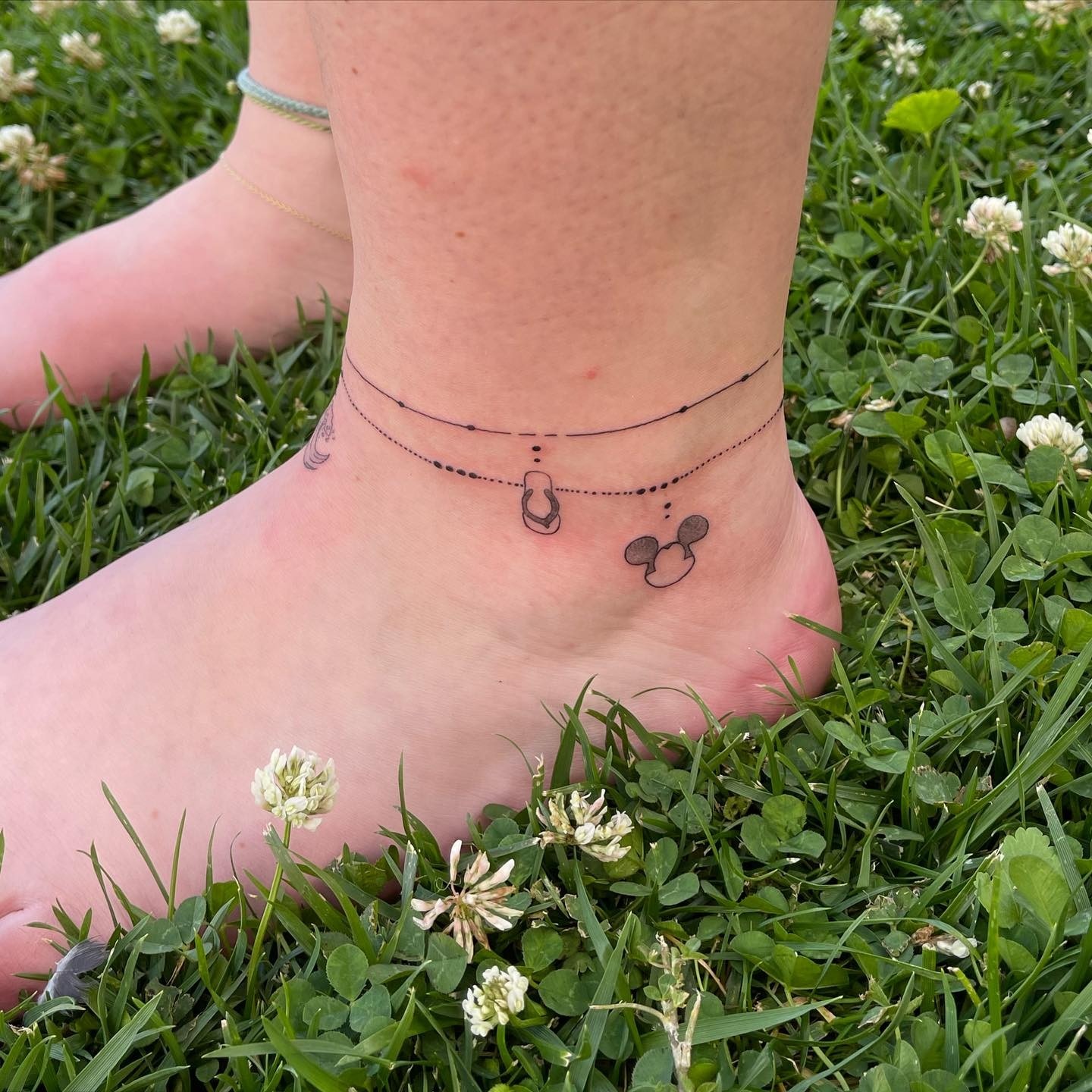 Playful Charm Anklet Tattoo Tattoo Design