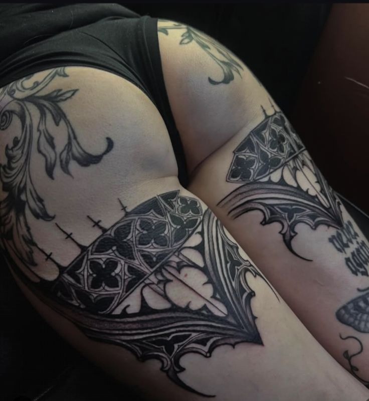 Delicate Cross and Script Composition Tattoo Design