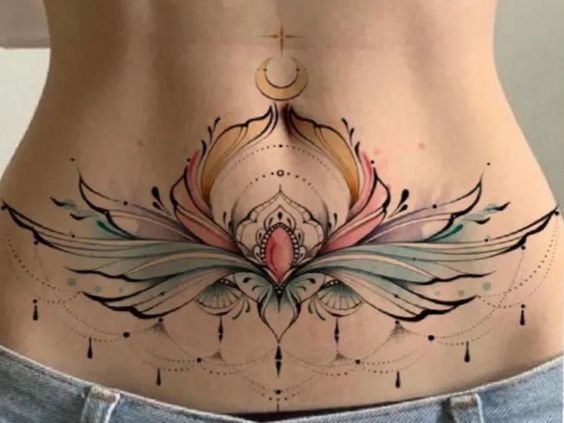 Colorful Winged Statement Piece Tattoo Design