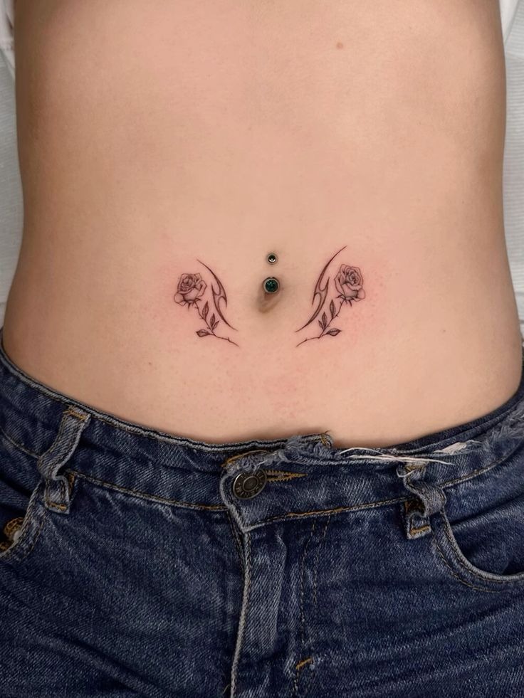 Matching Rose Side Accents Tattoo Design