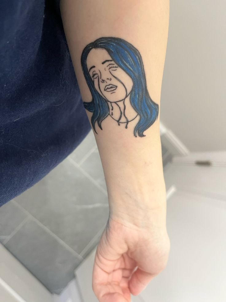 Bold Blue Hair, Bold Emotion Tattoo Design