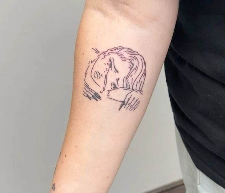 Crying Girl Billie: Minimalist Emotion Tattoo Design