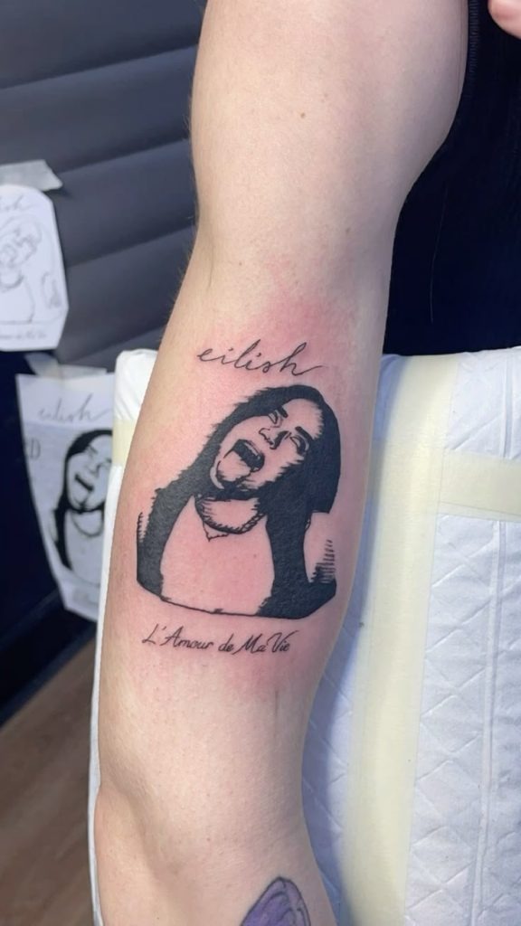 Minimalist Billie: Sketch-Style Ink with French Flair Tattoo Design