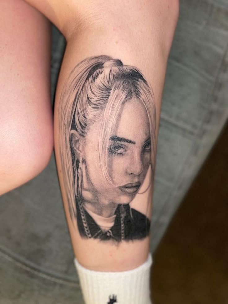 Raw and Real: Monochrome Portrait with a Gaze That Stays Tattoo Design