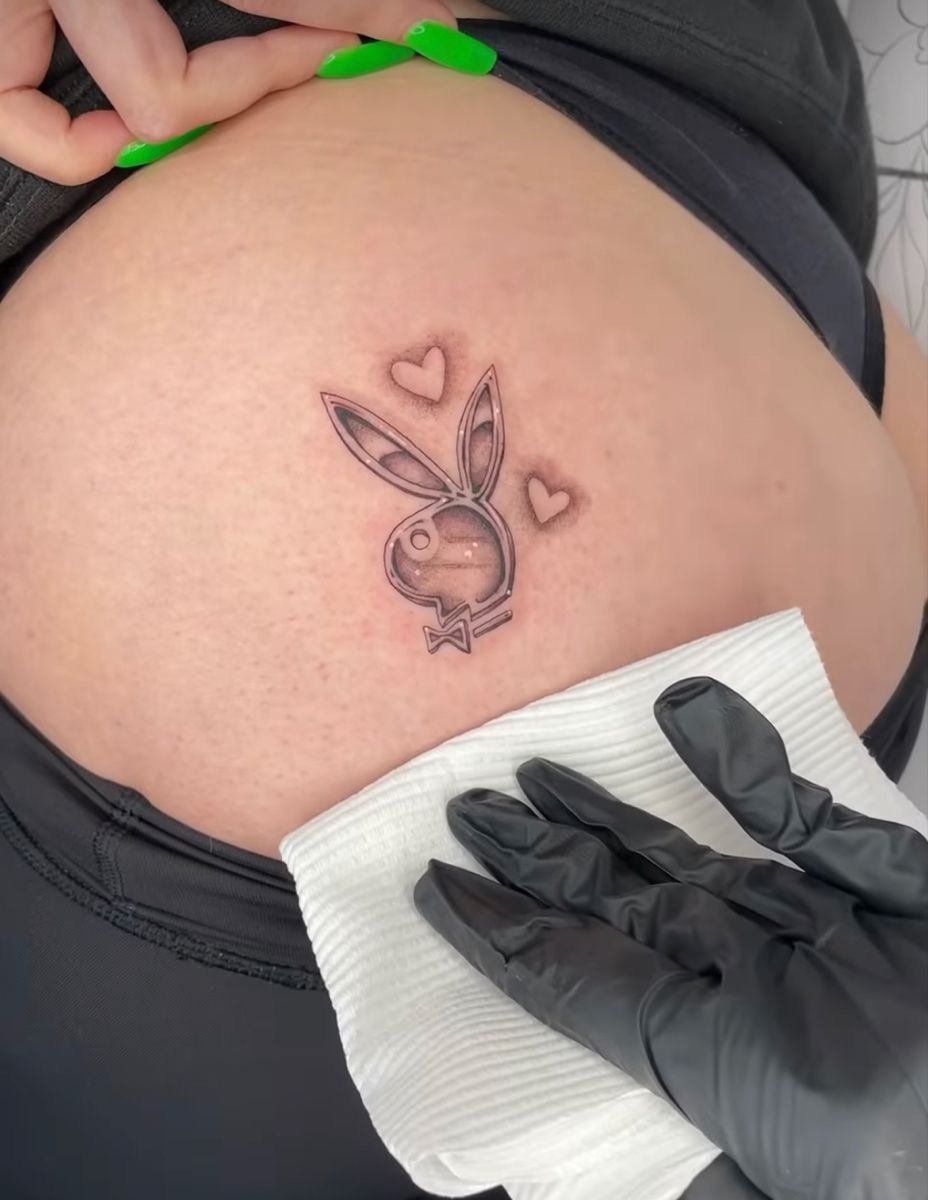 Moth and Floral Butt Tattoo Tattoo Design