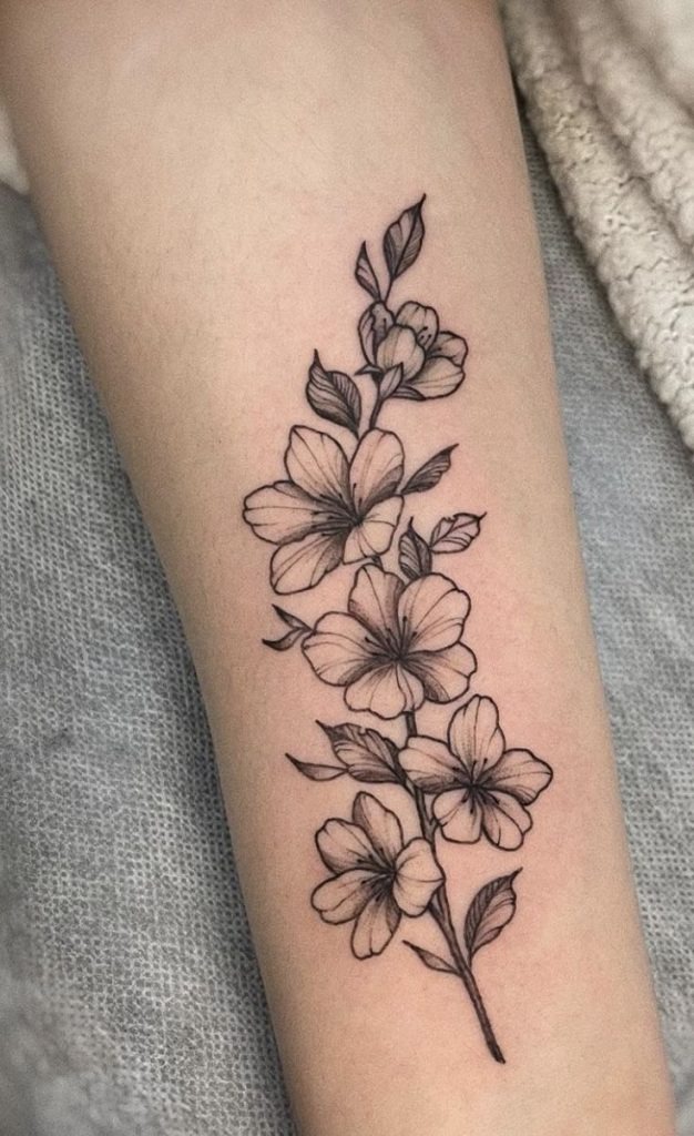 Elegant Black and Grey Cherry Blossom Tattoo Tattoo Design
