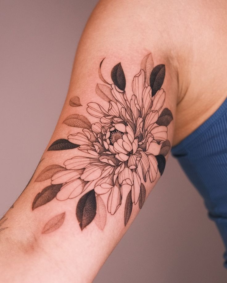 Bold Graphic Petals with Negative Space Tattoo Design