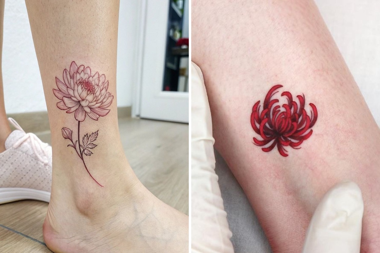 25+ Small Chrysanthemum Tattoo Ideas That Are Bold Feminine and Full of Meaning Featured Lookbook Collage