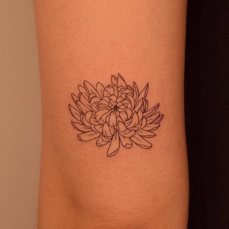 Minimalist Linework Chrysanthemum Tattoo Design