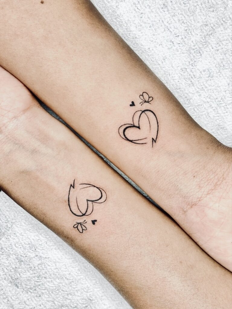 Butterfly and Heart Couple Tattoos Tattoo Design