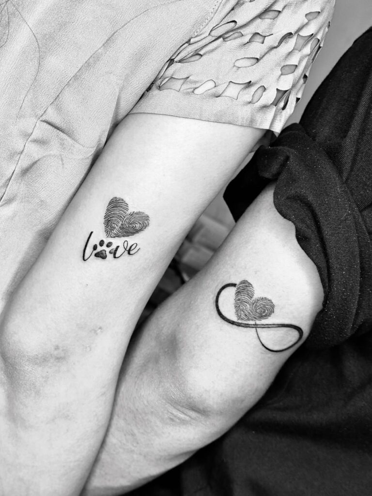 Fingerprint Heart Couple Tattoos Tattoo Design