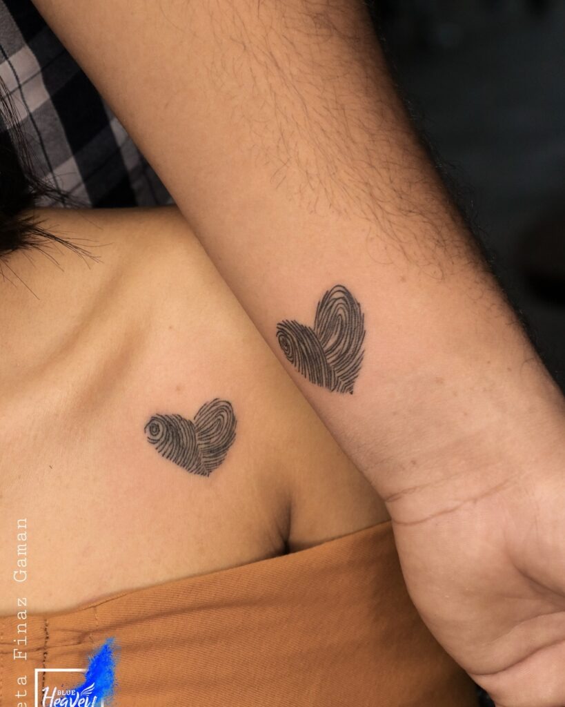 Fingerprint Heart Couple Tattoos Tattoo Design