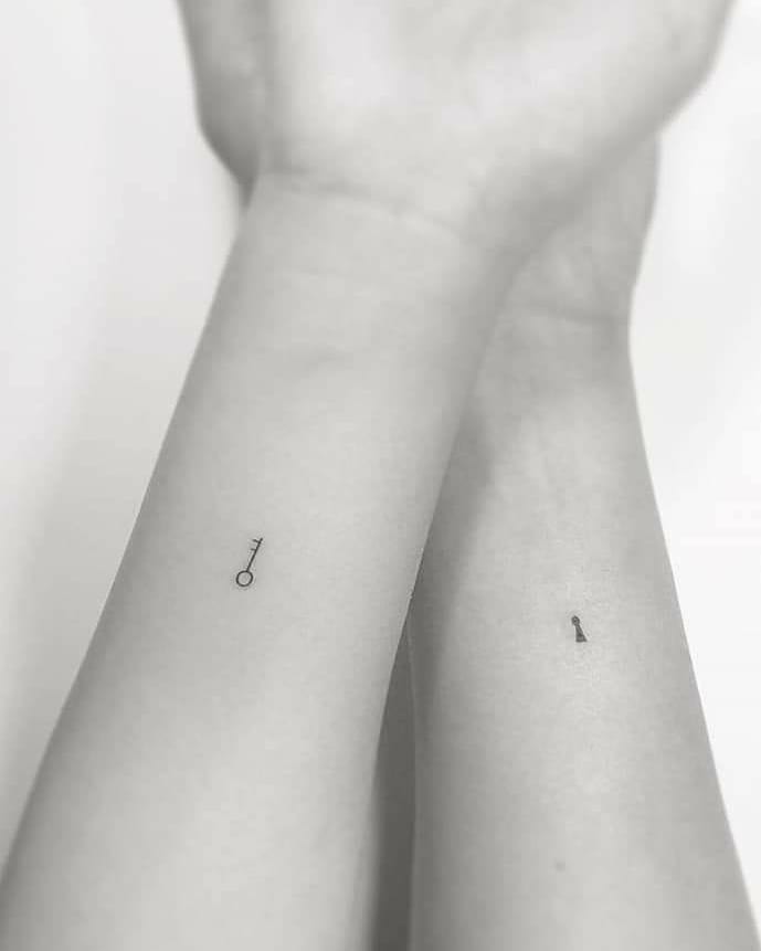 Key and Keyhole Couple Tattoos Tattoo Design