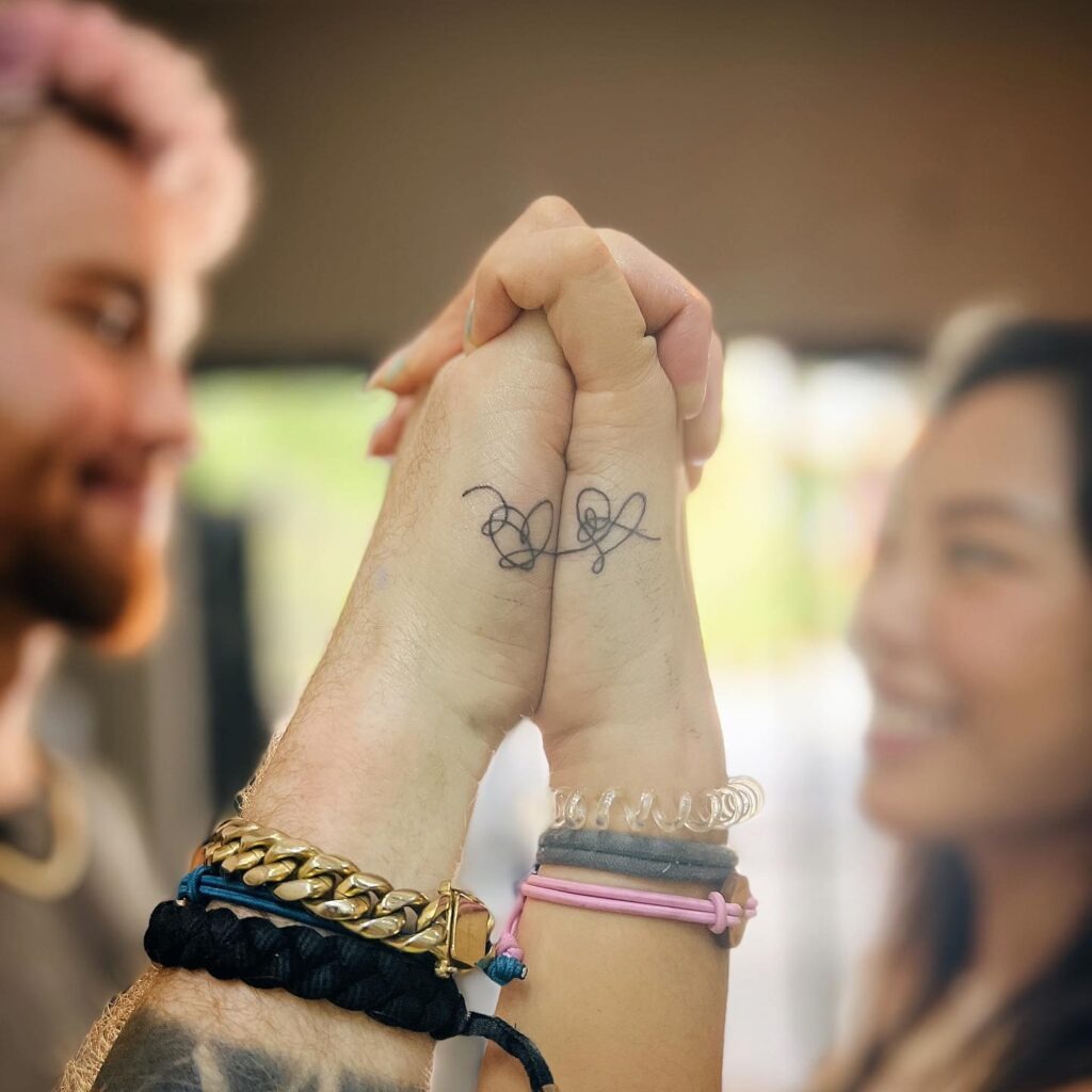 Matching Continuous Line Heart Tattoos Tattoo Design
