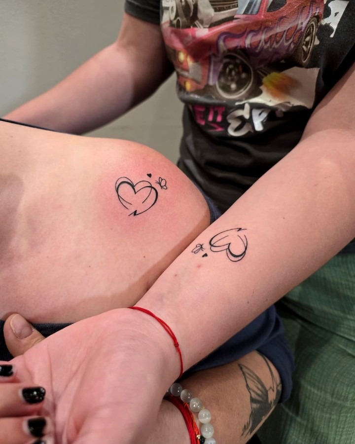 Matching Heart Arrow Tattoos Tattoo Design