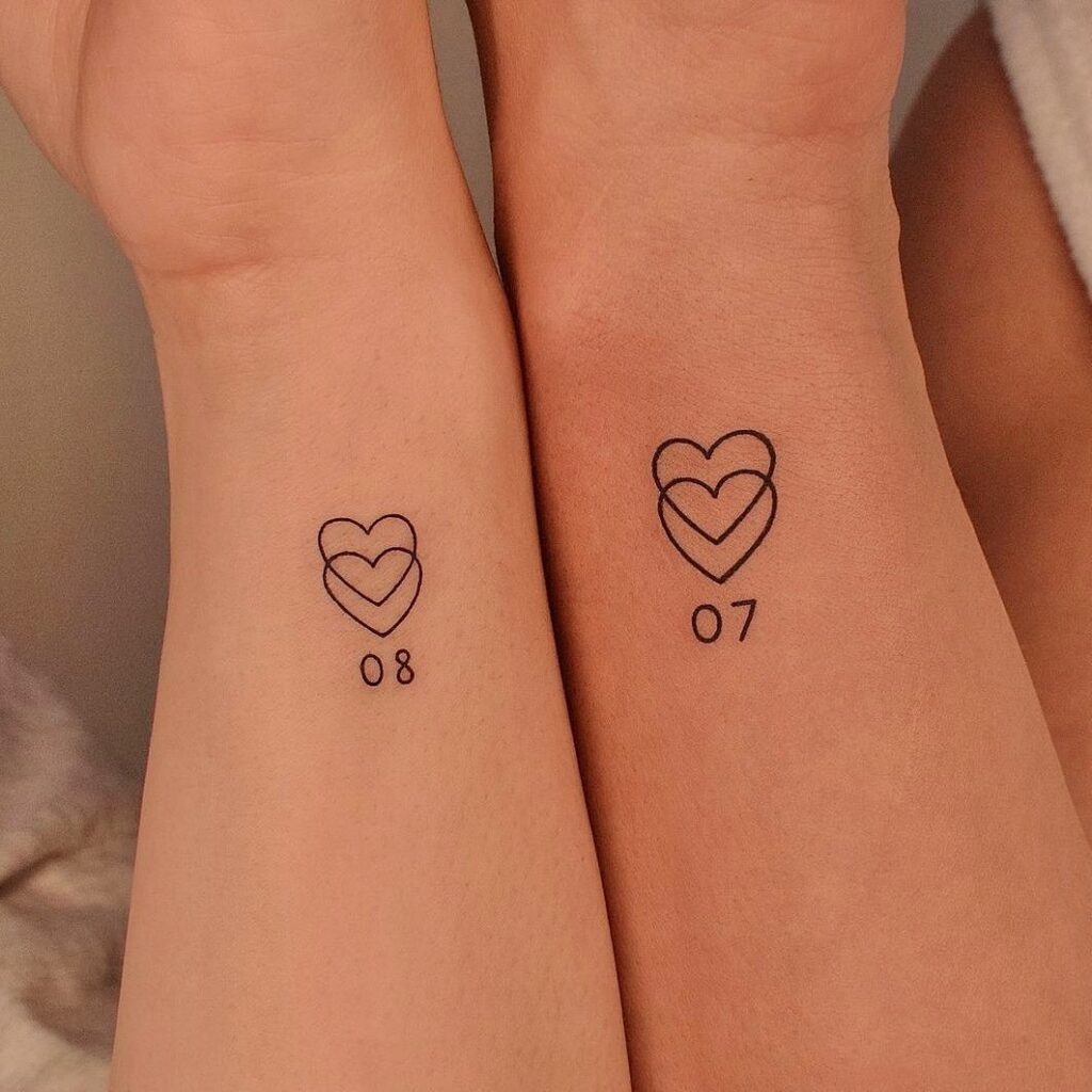 Matching Numbered Heart Tattoos Tattoo Design