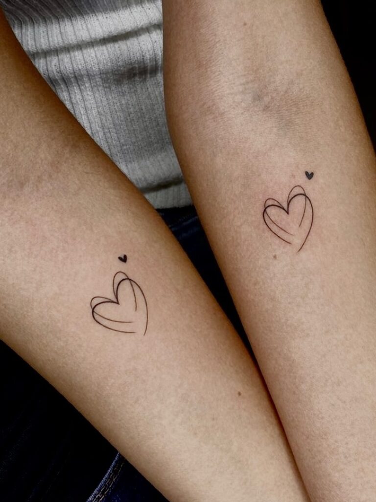 Matching Outline Heart Tattoos Tattoo Design