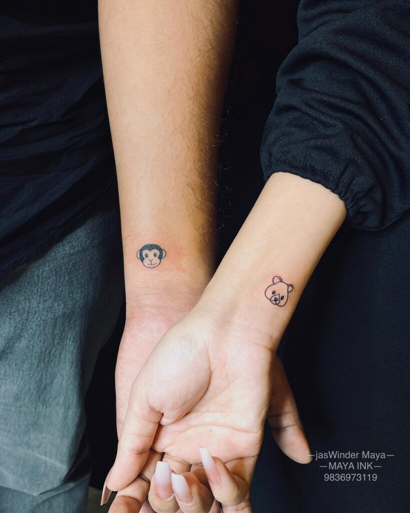 Monkey and Bear Couple Tattoos Tattoo Design