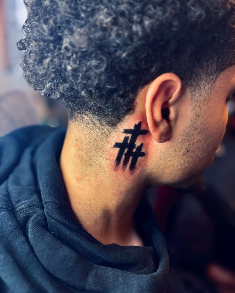 Bold Triple Cross Behind Ear Tattoo Tattoo Design