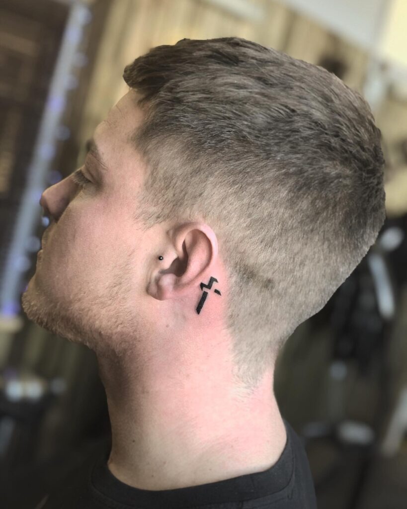Simple Cross Behind Ear Tattoo Tattoo Design