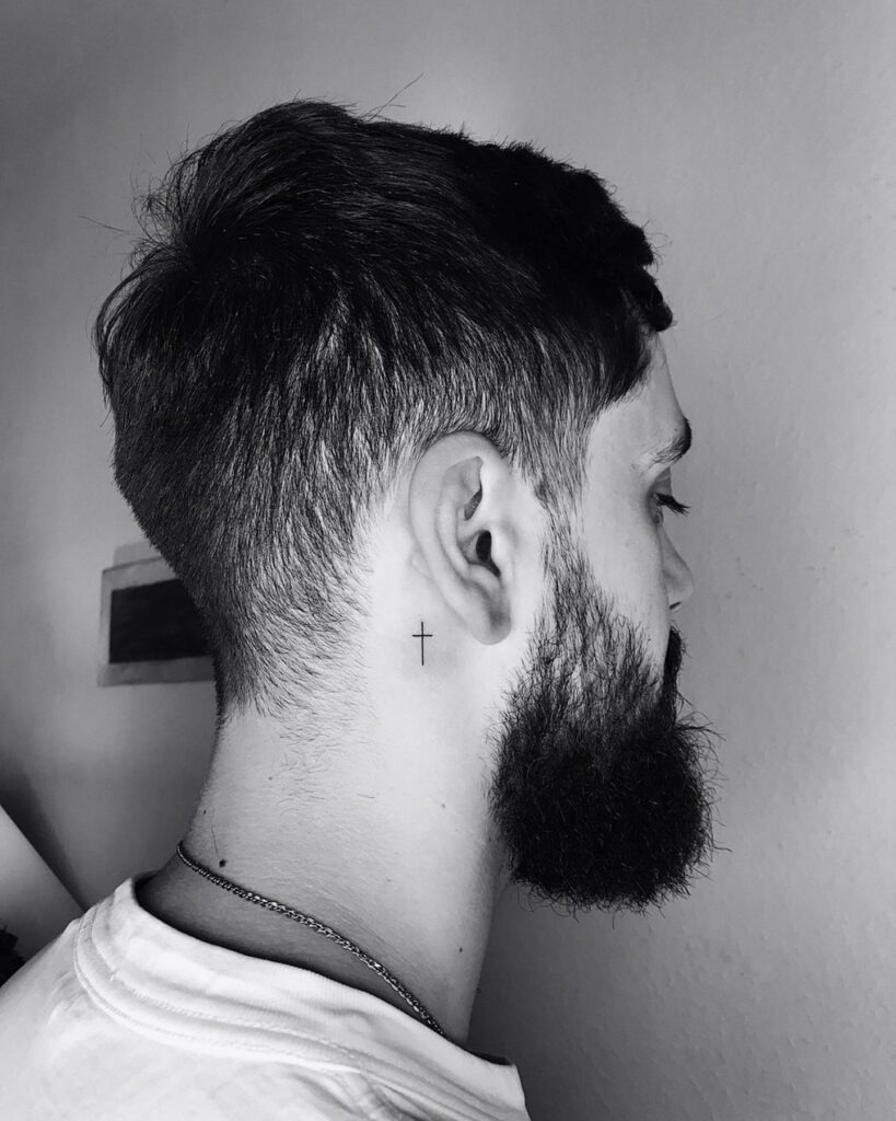 Small Cross Behind Ear Tattoo Tattoo Design