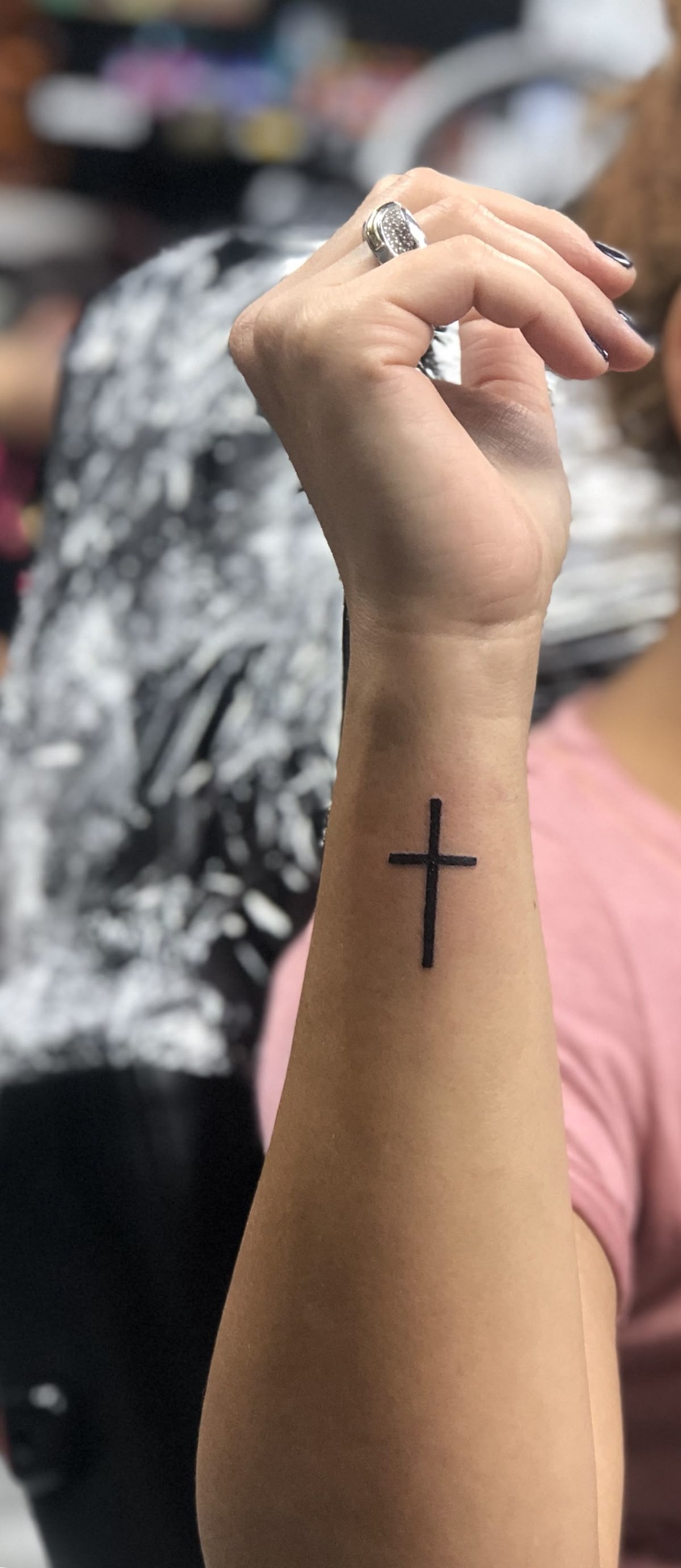Bold Black Cross Wrist Tattoo Tattoo Design