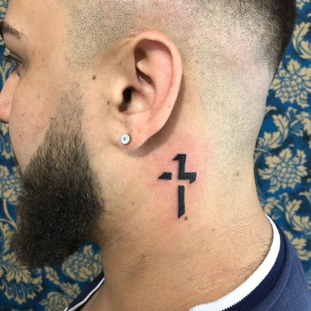 Bold Cross Neck Tattoo Tattoo Design